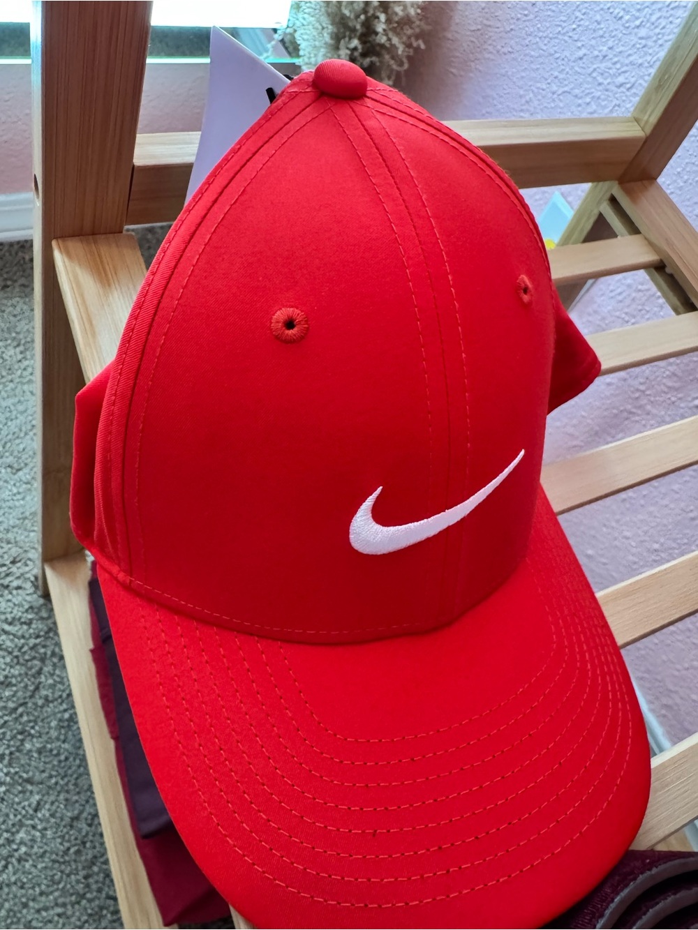 Nike Red Kids Baseball Cap with White Swoosh